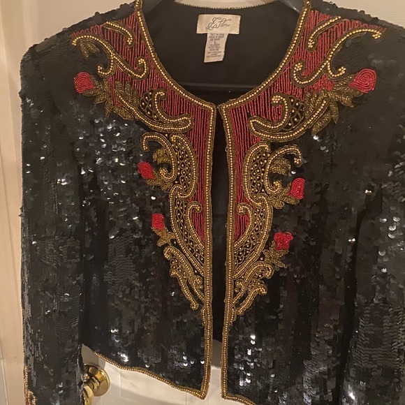 Vintage Sequin and silk crop jacket. - Picture 2 of 5